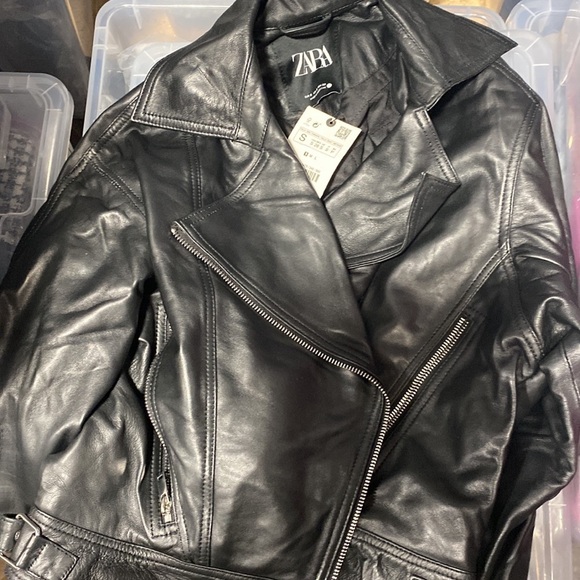 Zara  cropped genuine leather jacket LIMITED EDITION - Picture 10 of 12